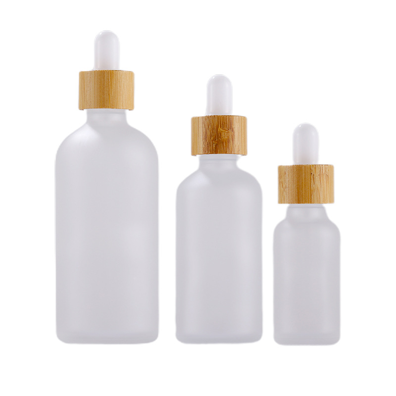 5-100ml transparent matte essential oil bottle, cosmetic liquid bottle, bamboo and wood product dropper bottle