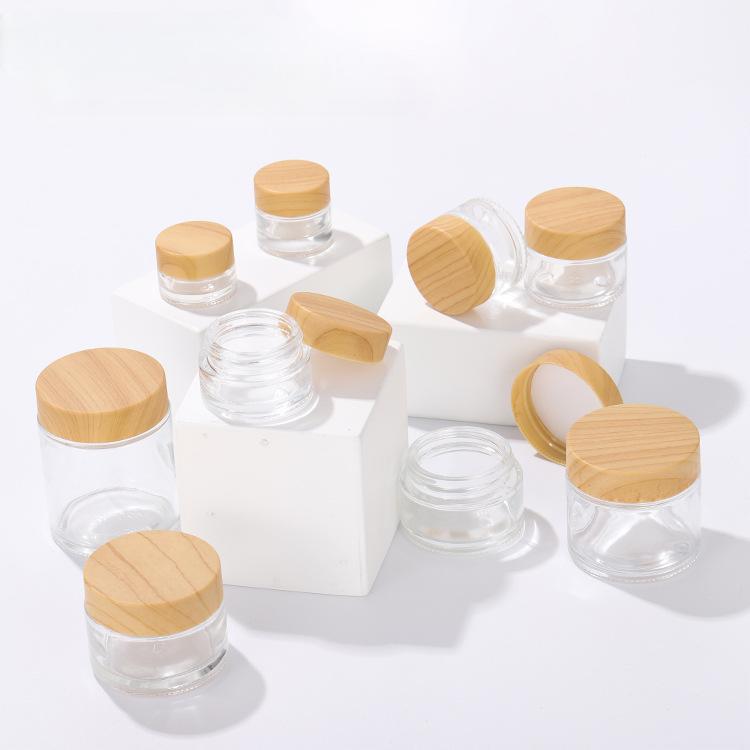 5G-100G transparent cream bottle eye cream facial mask face cream cosmetics can wood grain cover face cream bottle