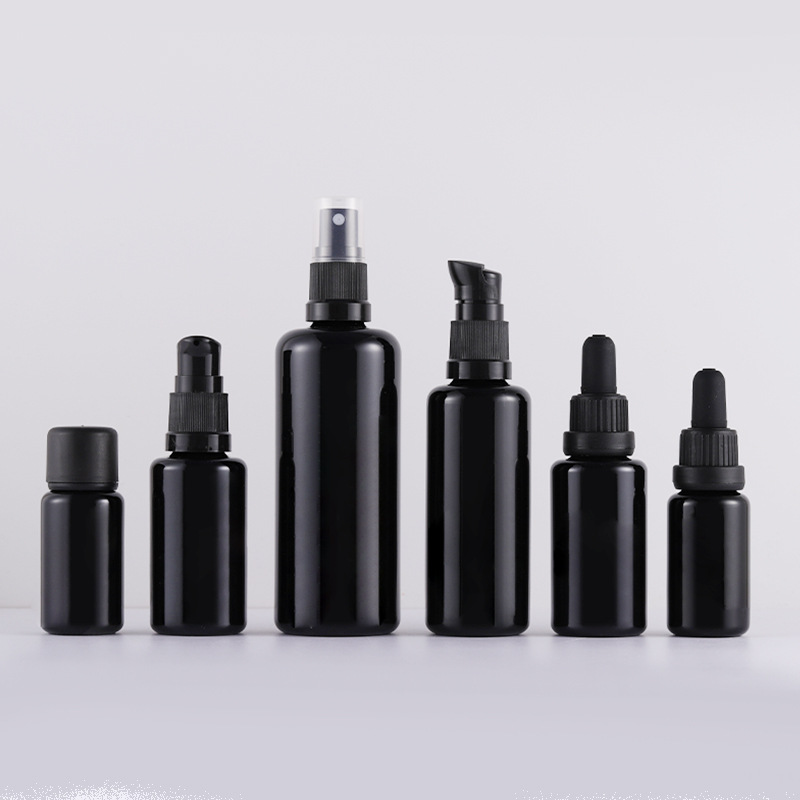 20g-100ml pure black spray lotion bottle dome cream bottle European black porcelain essential oil bottle