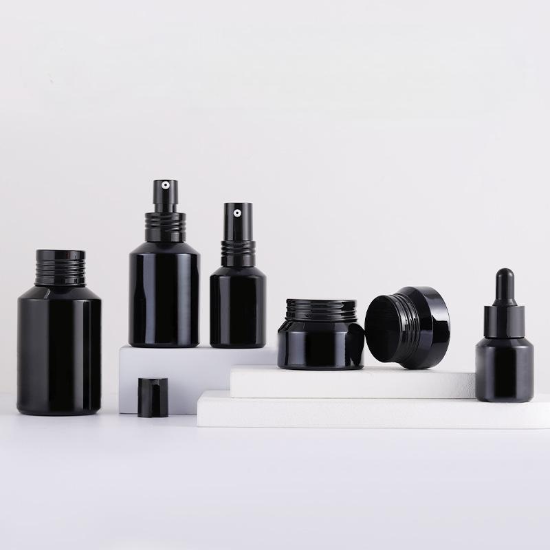 15g-120ml pure black material slant shoulder bottle Blue/green slant shoulder dropper bottle lotion cream bottle