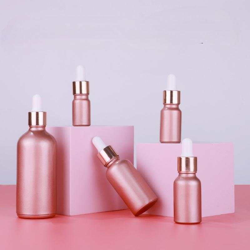 5-100ml matte rose gold essential oil bottle 30ml dark essence solution bottle dropper bottle