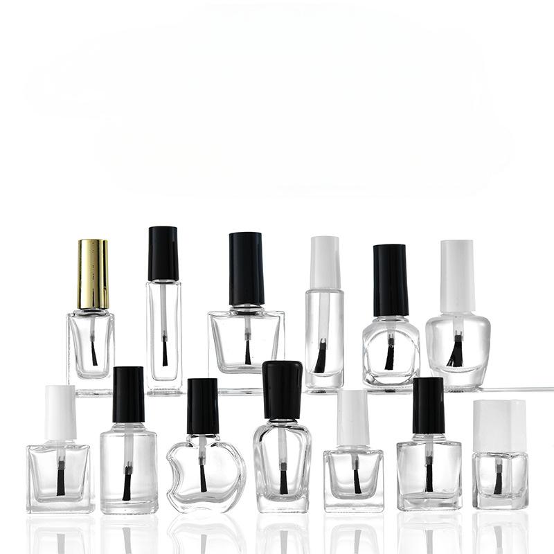 5ml10ml15ml round square transparent nail polish glass bottle finger cosmetics sub bottle with cover and brush