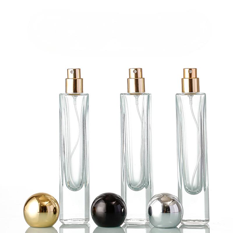 New high-looking thick-bottomed perfume bottle 30ml bayonet with ABS gold, silver and black ball cap